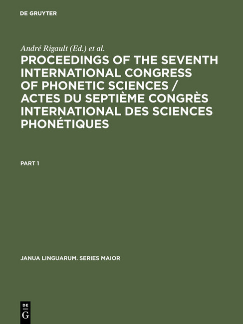 Proceedings of the seventh International Congress of Phonetic Sciences / Actes du Septième Congrès international des sciences phonétiques main product photo
