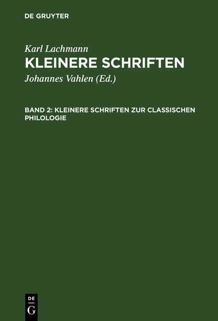 Kleinere Schriften zur classischen Philologie main product photo