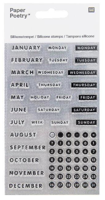 Silikonstempel, Bullet Diary, Kalender, Druckschrift main product photo