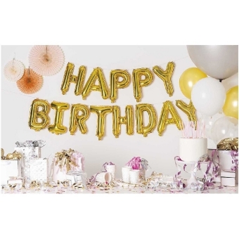 Folienballon Set Happy Birthday, Gold