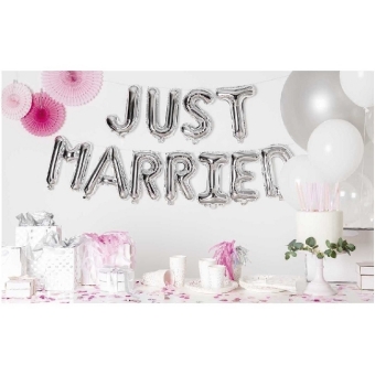Folienballon Set Just Married, Silber