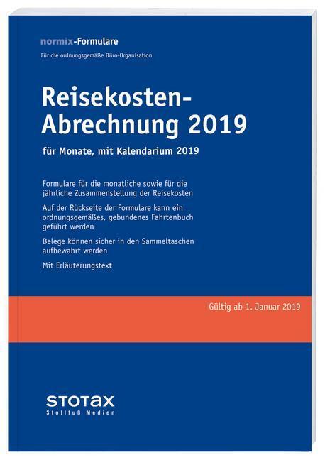 Reisekosten-Abrechnungen 2019 für Monate mit Kalendarium main product photo