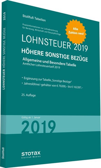 Tabelle, Lohnsteuer 2019 Höhere Sonstige Bezüge main product photo