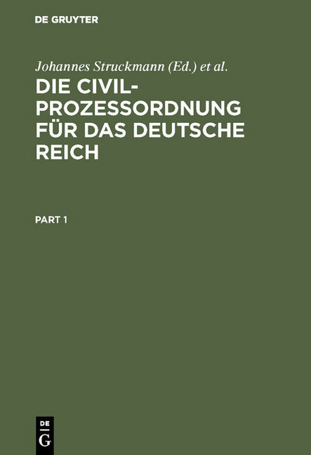 Die Civilprozeßordnung für das Deutsche Reich main product photo