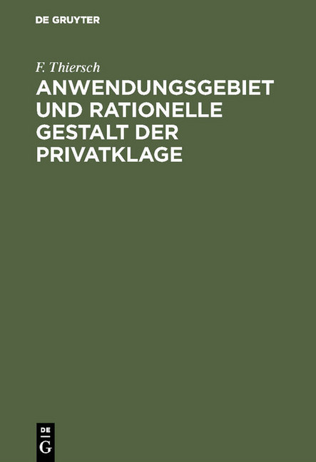 Anwendungsgebiet und rationelle Gestalt der Privatklage main product photo