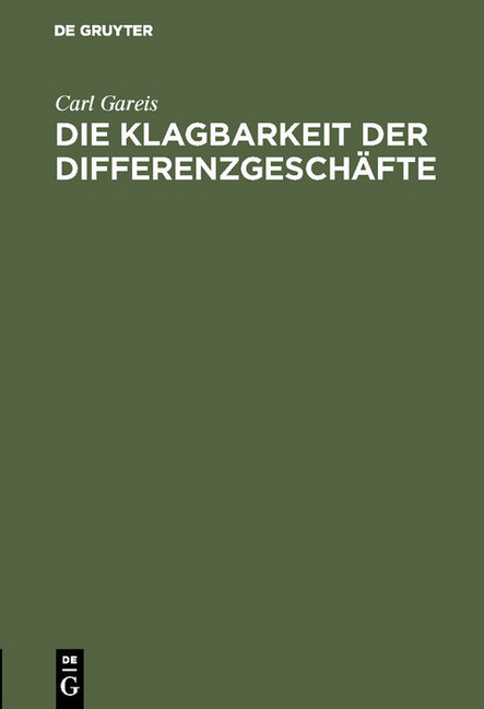 Die Klagbarkeit der Differenzgeschäfte main product photo