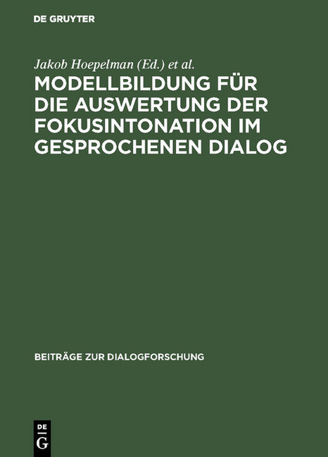 Modellbildung für die Auswertung der Fokusintonation im gesprochenen Dialog main product photo