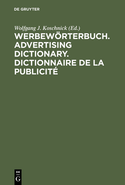 Werbewörterbuch. Advertising Dictionary. Dictionnaire de la Publicité main product photo