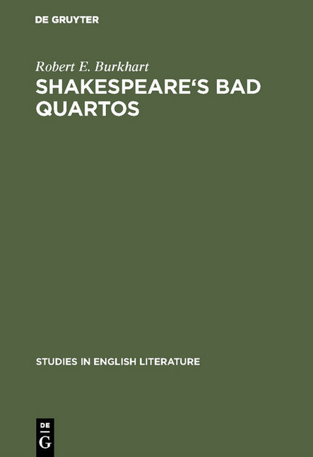 Shakespeare's Bad Quartos main product photo