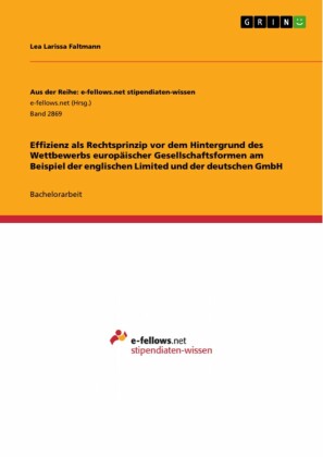 Effizienz als Rechtsprinzip vor dem Hintergrund des Wettbewerbs europäischer Gesellschaftsformen am Beispiel der englischen Limited und der deutschen GmbH