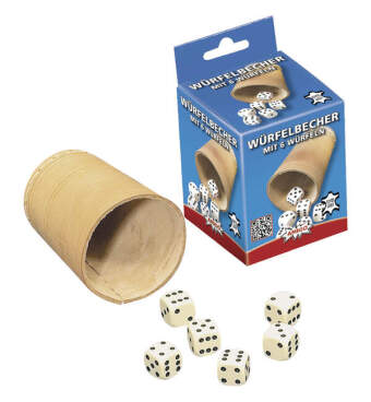Würfelbecher (8.4 cm) mit 6 Würfeln (Spiel)