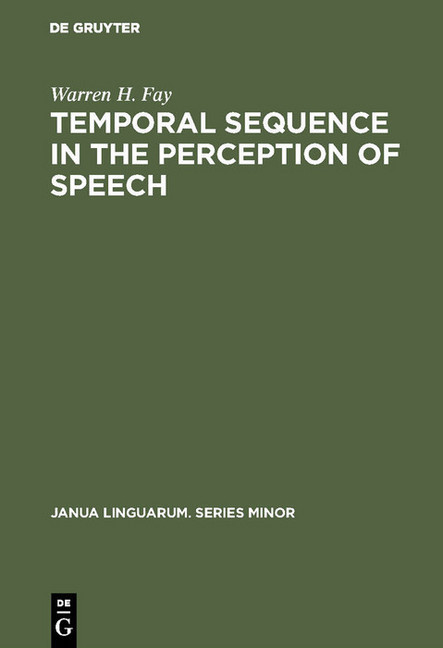 Temporal sequence in the perception of speech main product photo