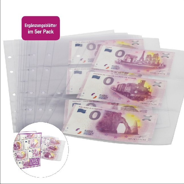 0-Euroscheine Ergänzungsblätter aus Folie, 5 Stück Pack main product photo
