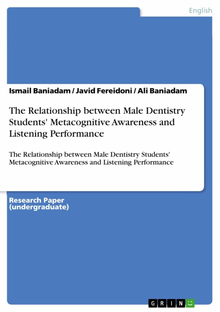 The Relationship between Male Dentistry Students' Metacognitive Awareness and Listening Performance main product photo