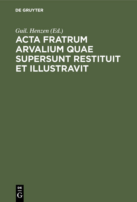 Acta fratrum Arvalium quae supersunt restituit et illustravit main product photo