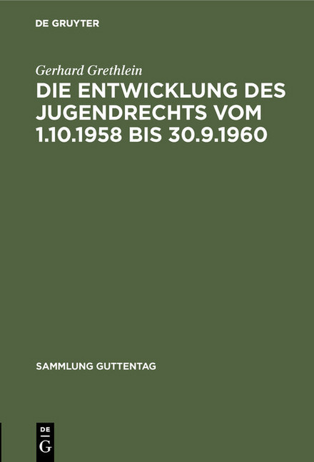 Die Entwicklung des Jugendrechts vom 1.10.1958 bis 30.9.1960 main product photo