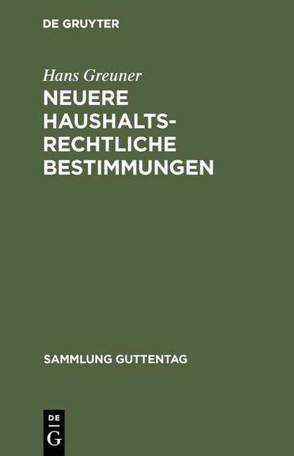 Neuere haushaltsrechtliche Bestimmungen main product photo
