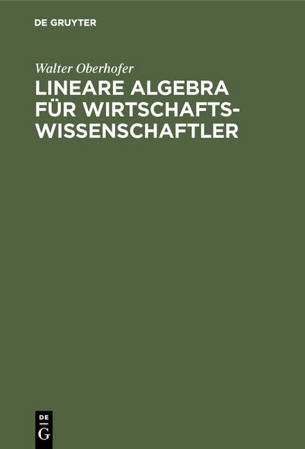 Lineare Algebra für Wirtschaftswissenschaftler main product photo