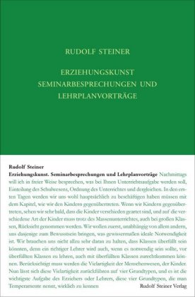 Erziehungskunst. Seminarbesprechungen und Lehrplanvorträge