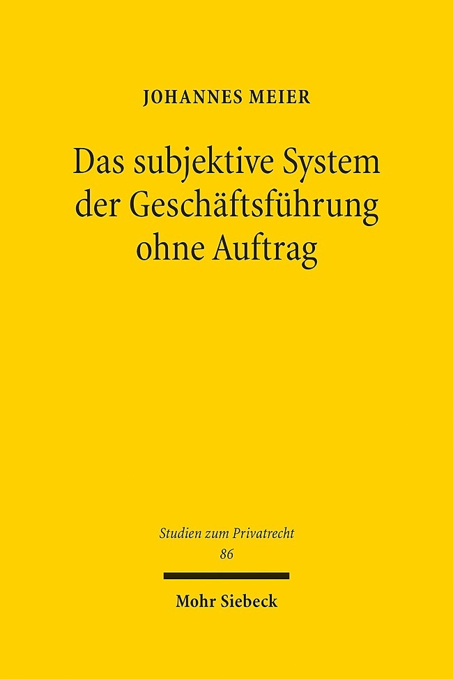 Das subjektive System der Geschäftsführung ohne Auftrag main product photo