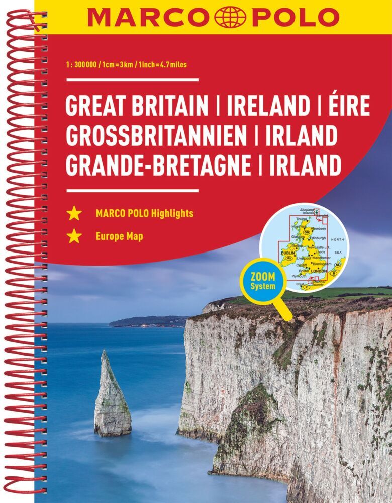 MARCO POLO Reiseatlas Großbritannien, Irland 1:300.000. Great Britain, Ireland, Éire / La Grande-Bretagne, Irlande main product photo