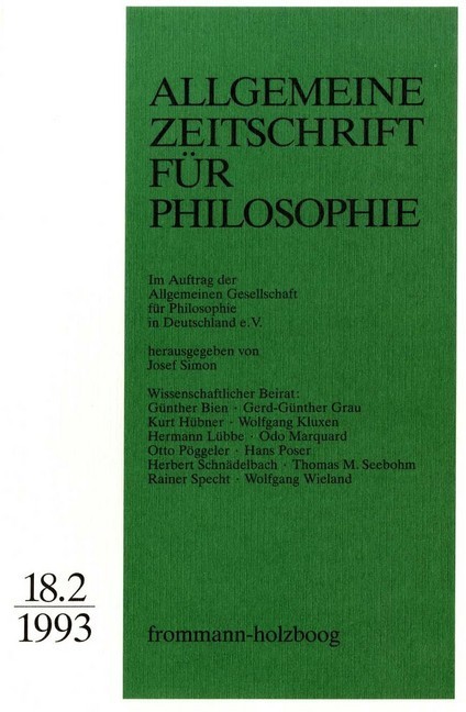 Allgemeine Zeitschrift für Philosophie: Heft 18.2/1993 main product photo