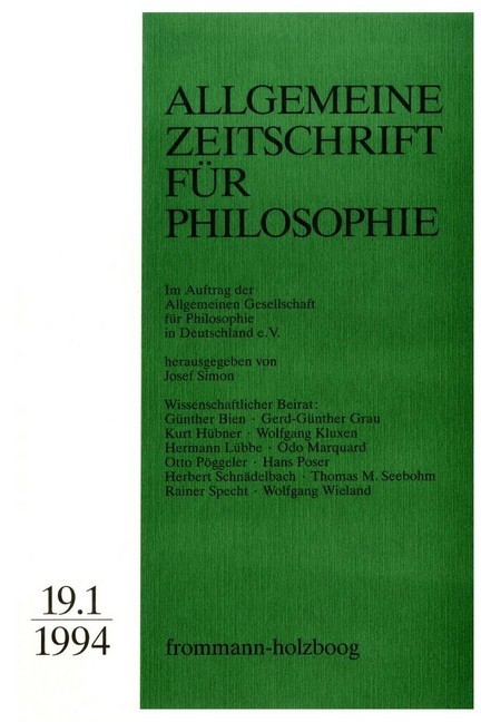 Allgemeine Zeitschrift für Philosophie: Heft 19.1/1994 main product photo