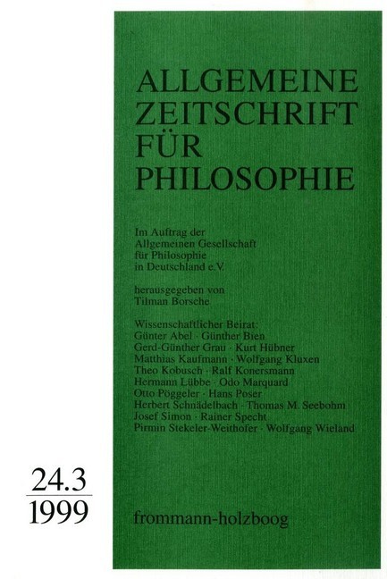 Allgemeine Zeitschrift für Philosophie: Heft 24.3/1999 main product photo