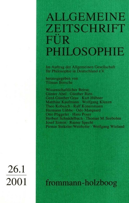Allgemeine Zeitschrift für Philosophie: Heft 26.1/2001 main product photo