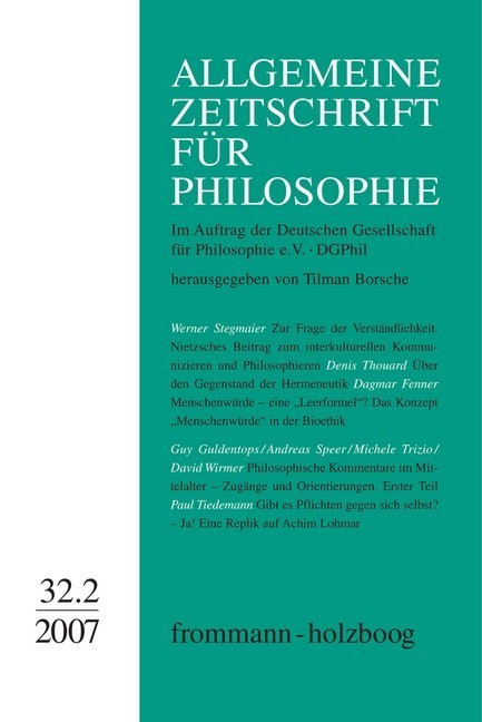 Allgemeine Zeitschrift für Philosophie: Heft 32.2/2007 main product photo