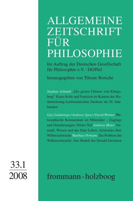 Allgemeine Zeitschrift für Philosophie: Heft 33.1/2008 main product photo