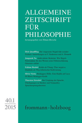 Allgemeine Zeitschrift für Philosophie: Heft 40.1/2015