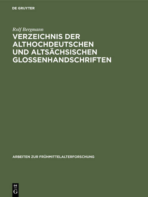 Verzeichnis der althochdeutschen und altsächsischen Glossenhandschriften main product photo