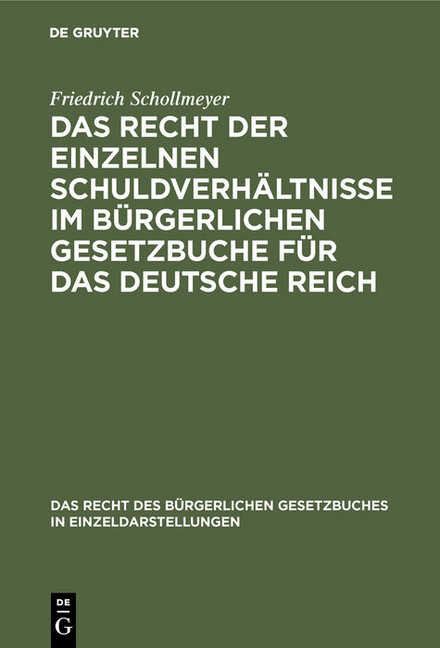 Das Recht der einzelnen Schuldverhältnisse im Bürgerlichen Gesetzbuche für das deutsche Reich main product photo