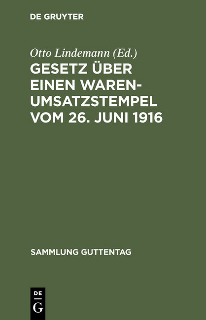 Gesetz über einen Warenumsatzstempel vom 26. Juni 1916 main product photo