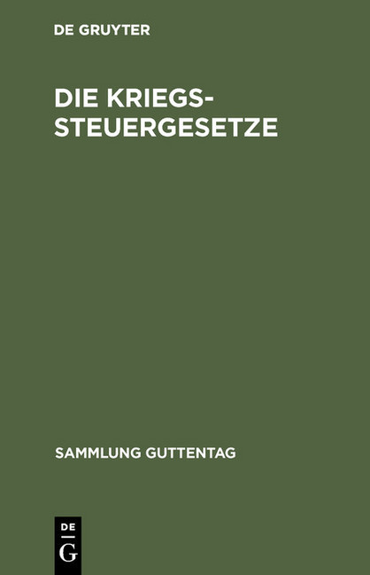 Die Kriegssteuergesetze main product photo