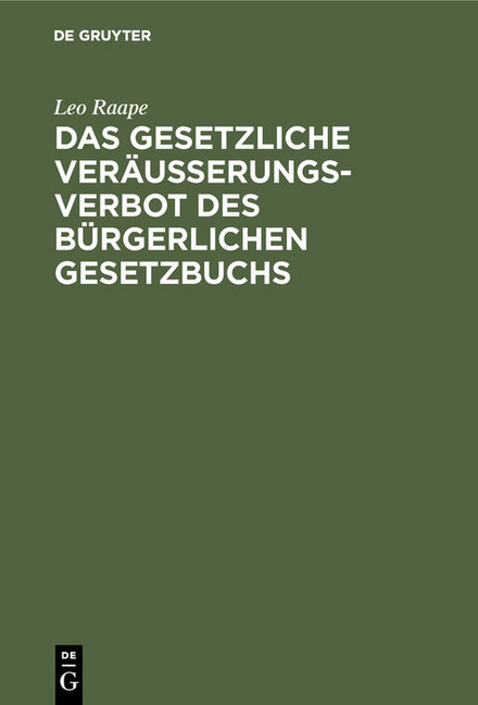 Das gesetzliche Veräußerungsverbot des Bürgerlichen Gesetzbuchs main product photo