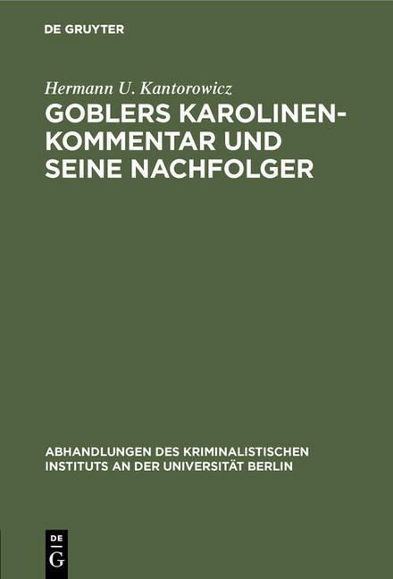 Goblers Karolinen-Kommentar und seine Nachfolger main product photo