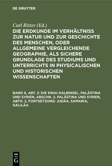 Die Sinai-Halbinsel, Palästina und Syrien, Abschn. 2. Palästina und Syrien, Abth. 2, Fortsetzung: Judäa, Samaria, Galiläa main product photo