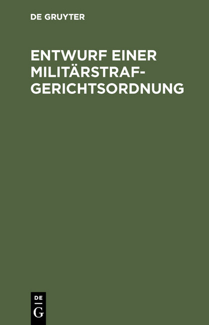 Entwurf einer Militärstrafgerichtsordnung main product photo
