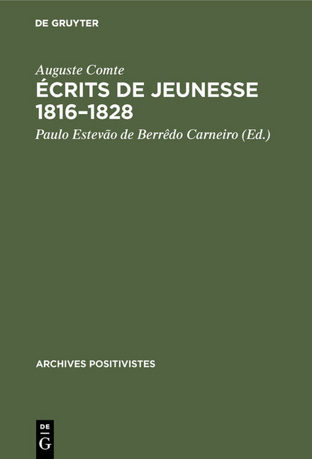 Écrits de jeunesse 1816-1828 main product photo