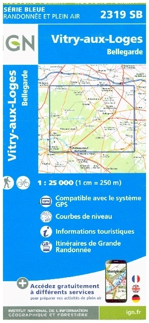 IGN Karte, Serie Bleue Vitry-aux-Loges, Bellegarde main product photo