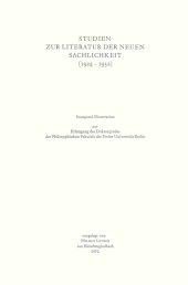 Studien zur Literatur der Neuen Sachlichkeit (1924-1932)