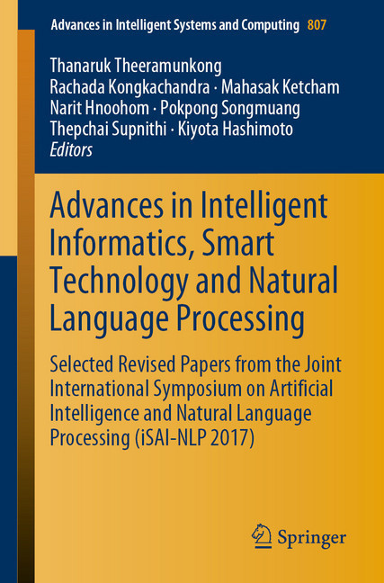 Advances in Intelligent Informatics, Smart Technology and Natural Language Processing main product photo