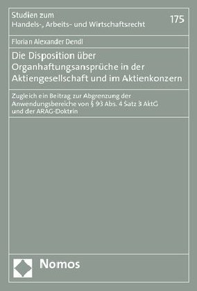Die Disposition über Organhaftungsansprüche in der Aktiengesellschaft und im Aktienkonzern main product photo