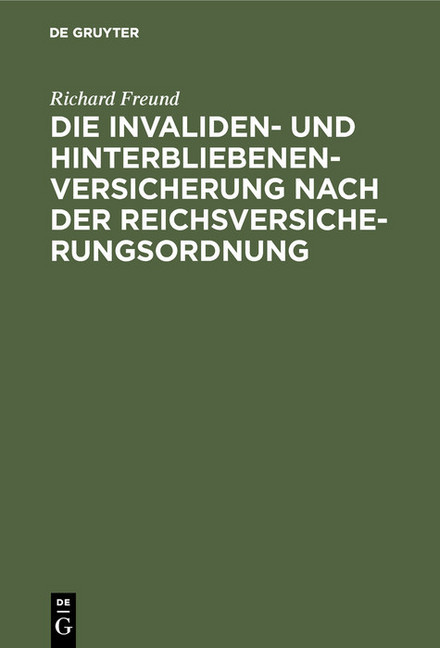 Die Invaliden- und Hinterbliebenenversicherung nach der Reichsversicherungsordnung main product photo