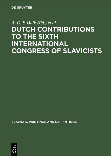 Dutch contributions to the Sixth International Congress of Slavicists main product photo