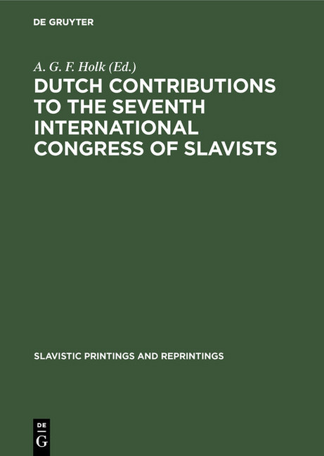 Dutch contributions to the seventh International Congress of Slavists main product photo