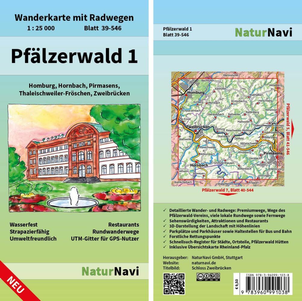 NaturNavi Wanderkarte mit Radwegen Pfälzerwald. Tl.1 main product photo