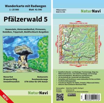 NaturNavi Wanderkarte mit Radwegen Pfälzerwald. Tl.5